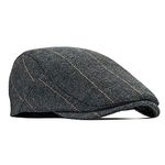 besbomig Mens Tweed Flat Cap Driving Hat Newsboy Cap - Adjustable Fashion Newsboy Irish Beret Hat, Spring Autumn Winter, 55-59CM