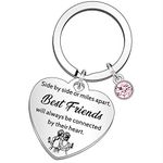 QMVMV Lovely Best Friend Friendship Keyrings Gifts For Women Girls Birthday Christmas Graduation Long Distance Presents Keychain Engraved