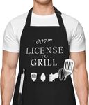 Funny Apron Birthday Gifts for Men, Husband Gifts from Wife, Gifts for Dad Husband Boyfriend Brother, Unique Birthday Gifts for friend, Munzong Humor Novelty BBQ Apron for 007 Movie Fans