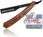 BEAUTICONE Straight Razor | Professional Barber Razor for men with 100 Single Edge Blades | Straight Edge Razor │slide-out design (Rose Wooden Slide-out Razor with Black blade holder)