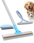 Carpet Rake for Pet Hair Removal-54 Adjustable Long Handle Carpet Scraper, 3 in 1 Reusable Pet Hair Rake with Double Sided Brush&Metal Scraper for Rugs,Stairs,Sofa,Car