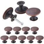 TsunNee 24PCS Vintage Cabinet Knobs, Chic Drawer Knobs, Antique Kitchen Cupboard Handles, 30mm Round Furniture Door Knobs, Red Bronze