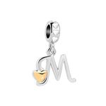 SBI Jewelry Women Silver Initial Charm for Bracelets Necklace Pendant for Gold Heart M Dangle Charm gift Pendant Girlfriend Grandma Birthday Anniversary