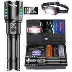 Relybo Torches LED Super Bright Rechargeable, Led Torch Rechargeable 500000 Lumens, Flashlight Torches Battery Powered XHQ99.2, Powerful Torch Flash Light for Dog Walking Hiking Camping Emergency Gift