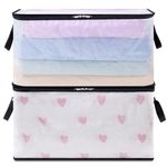Lifewit 2 Pack Plastic Clothes Storage Bags, 60L Foldable Storage Containers Closet Organizers and Storage Moving Bags with Sturdy Zipper Lids Reinforced Handle for Bedding, Blanket, Comforter
