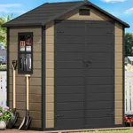 DWVO 6.2x3.4 FT Resin Storage Shed with Reinforced Floor, Outdoor Storage Shed with Lockable Door, Window and Vents, Waterproof Plastic Tool Storage for Garden, Backyard, Patio, Lawn