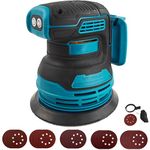 Brushless Random Orbital Sander Compatible with Makita 18V Battery, 5" Brushelss Electric Random Palm Sander with 20pcs 125mm Sandpaper, 3-Speed Rotation 8 Hole