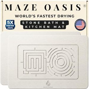 MAZE OASIS Bathroom Mat Set (2 Pack) [Engineered for Hygiene] – Stone Bath Mats for Bathroom & Kitchen Counter Drying Mat – Non Slip Diatomaceous Earth – Serenity Sterling