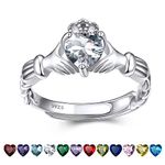 Bestyle Silver Ring Heart Cut Cubic Zirconia Rings for Women, April Created White Diamond Wedding Band Rings, Statement and Promise Ring for Engagement/Wedding/Anniversary