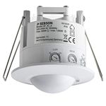 SEBSON Motion Detector Indoor, Flush mounted, HF Sensor LED suitable, Ceiling Mounting, programmable, Movement Sensor Range 2-16m/ 360°, max. 1200/300W