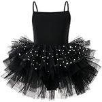 Skirted Dance Leotards Ballet Tutu for Girls Kids Shiny Ballet Dresses Adorable Sequins Ballerina Costume with Snap Button Black 2-4T