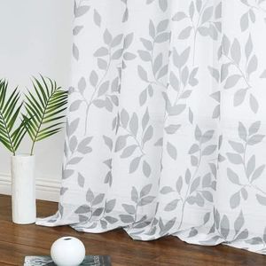 Treatmentex Cortinas Traslúsidas de Visillos Salón para Ventana de Dormitorio, Filtra Parte de la luz Solar Mientras Protege Algo de privacidad, con Ojales 2 Piezas, Blanca y Gris Color, 140X260CM
