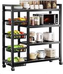 4-Tier Kitchen Storage Shelf Large Metal Storage Rack with Microwave Oven Stand, Baker's Rack, Vegetable Basket Display Shelf