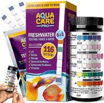 Freshwater Aquarium Test Strips 6 in 1 - Fish Tank Test Kit for Testing pH Nitrite Nitrate Chlorine General & Carbonate Hardness (GH & KH) - Easy to Read Wide Strips & Full Water Testing Guide, 116 Ct