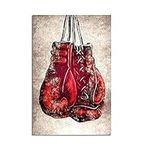 XDTIOPIMY Red Boxing Gloves Vintage Posters Wall Art Decor Sports Poster Canvas Painting for Living Room Bedroom office Unframed 16x24 Inch