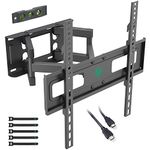 TIPTOP GEAR TV Wall Bracket for 32-60 Inch, Swivels Tilts Extends, Double Arm Full Motion TV Wall Mount Holds up to 45kg, Max. VESA 400x400mm, Includes HDMI Cable, 5 Cable Ties