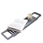 Vencier Eco-Friendly Slimline Bamboo Bath Bridge Rack Caddy Shelf- (Grey)