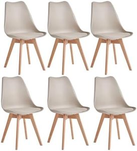 JZGORC Set di 6 Sedie da Pranzo Moderne, Sedie da Cucina con Cuscini Imbottiti e Gambe in Legno di Faggio, Adatte per Camera da Letto, Soggiorno, Sala da Pranzo, Cucina - Cachi