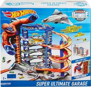 Hot Wheels Toy Car Track Set & 4 1:64 Scale Cars, Super Ultimate Garage, 3+ ft Tall with Motorized Gorilla & Storage for 140 Cars (Amazon Exclusive)