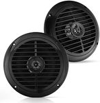 6.5 Inch Dual Marine Speakers - 2 Way Waterproof and Weather Resistant Outdoor Audio Stereo Sound System with 120 Watt Power, Polypropylene Cone and Cloth Surround - 1 Pair - PLMR67B (Black)