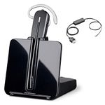 Grandstream Compatible Plantronics VoIP Wireless Headset Bundle with Electronic Remote Answerer (EHS) Included | Headband and Earwrap - On Ear Model | Grandstream Phones: GXP2130, GXP2140, GXP2160