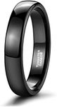 TRUMIUM 2mm 4mm 6mm 8mm Black Tungsten Ring for Men Women Wedding Band Domed High Polish Comfort Fit 4-15, Metal, No Gemstone