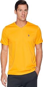 U.S. Polo Assn. Men's Short Sleeve V-Neck Striped T-Shirt, Warhol Orange, Medium