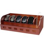 Bamboo Belt Organizer Box, 6 Grids Belt Rack, Belt Organizer for Closet Shelf and Drawer, Tie and Belt Storage Organizer Wall Mount and Displayer for Men Women Father Day Gift (Brown)