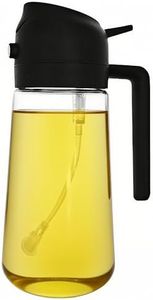 ZHIYE Oil Spray Bottle for Cooking, 500ML 2 in 1 Olive Oil Dispenser Sprayer for Kitchen Premium Clear Glass Bottle for Cooking, Air Fryer, BBQ, Salad, Black