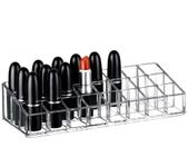 Black Olive Lipstick Holder - Acrylic Lipstick Organizer 24 Compartment Transparent Holder Stand Tray for Women Lipsticks Pencil Mascara Brush Perfume Storage Cosmetic Display Case(23 x 9 cm)