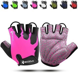 KONVINIT Guantes de Bicicleta Medio Dedo Guantes Ciclismo SBR Acolchado Absorción de Impactos Guantes MTB Adecuado para Todos Los Deportes,Fuchsia L
