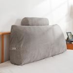 MAXYOYO Large Bolster Triangular Positioning Support Reading Backrest Wedge Pillow for Headboard Day Bed Bunk Bed with Removable Cover, Gray, Single