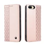 TOHULLE iPhone 7 Plus Case, iPhone 8 Plus Case,Premium PU Leather Wallet Case Card Holder Kickstand Built-in Magnetic Closure Plaid Pattern Flip Folio Phone Cover for iPhone 7 Plus/8 Plus - Rose Gold