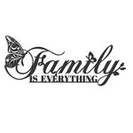 Family Signs Metal Wall Decor, Family Is Everything Word Sign with Butterfly for Home Decor Wall, Black Iron Wall Art Plaque Decorations for Living Room, Dining Room, Bedroom, Housewarming, 17”x6.3” (Family)