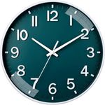 Claiez Wall Clock 12" Silent Quartz Decorative Latest Wall Clock Non-Ticking Classic Clock Battery Operated Round Easy to Read for Room/Home/Kitchen/Bedroom/Office/School(Green).