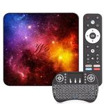 Android TV Box, Quad-Core 4GB RAM 128GB ROM, 8K UHD 3D, 2.4G/5G Dual-Band WiFi & BT5.0, HDMI 2.0/USB 2.0, Mini Wireless Keyboard Included for Streaming & Home Entertainment