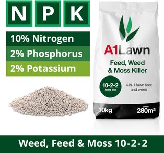A1 Lawn 4-in-1 Double Strength Feed, Weed & Moss Killer – 10kg, High Iron