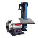 Bucktool Belt Sander and Bench Grinder Combo, 350W 50 x 1067mm Benchtop Sander with 18.7m/s Belt Speed and 150mm 2980RPM Grinding Wheel for Knife Sharpening, Woodworking and Metalworking