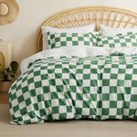 Bedsure Checkered Duvet Cover Queen Size - Reversible Buffalo Plaid Duvet Cover Set with Zipper Closure, Green Bedding Comforter Cover, 3 Pieces, 1 Duvet Cover 90"x90" and 2 Pillow Shams 20"x26"