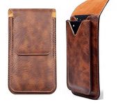 ConnectPoint Pu Leather Belt Clip Case with Double Mobile Pocket Pouch Cover, Holster Belt Clip Case Magnetic Cover for Google Pixel 6 - Brown (2 Pocket for 6.5 inch and 5.5 inch Mobile)