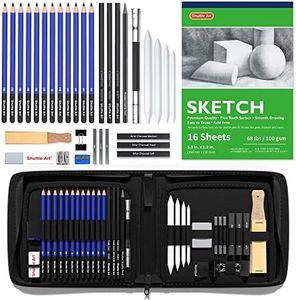 Sketching Pencils and Drawing Set, Shuttle Art 37 Pack Sketch Pad and Pencils Set in Sturdy Zipper Case with Charcoal Pencils and Sketch Books, Professional Sketch Drawing Pencils for Artists, Adults