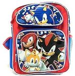 Sonic Team Tail, Shadow, Knuckles 12" Small Backpack, Red, Medium