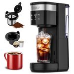 Teglu Iced Coffee Maker, Hot and Cold Coffee Maker Single Serve for K Cup and Grounds, Strong Brew, Iced Coffee Machine with 30oz Removable Water Reservoir, 6 to 14oz Cup Size, Self Cleaning