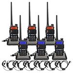 Retevis RT5R Dual Band Two Way Radios Long Range,Walkie Talkies Long Range for Adults with Earpiece, High Power 128CH 2 Way Radio, Flashlight 1400mAh for Outdoor Construction Site Warehouse(6 Pack)