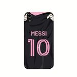 Slrioks MESSl Black Jersey Phone Case Creative Soccer Case for iPhone XR Thin Soft Imitation Leather Shockproof