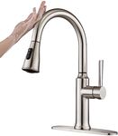 CREA Touch On Kitchen Faucets with Pull Out Sprayer, Single Handle 3 Funstion Kitchen Sink Faucet, Bar Sink Faucet, RV Kitchen Sink Faucet Utility Faucet Pot Filler Faucet with Deck Plate