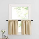 RYB HOME Thermal Insulated Small Window Curtains Short Drapes for Nursery Bathroom Kitchen Laundry RV Basement, 29 inch Wide by 24 in Long, Biscotti Beige, 2 Panels