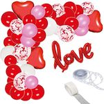 Rozi Decoration Love Heart Confetti Metallic Balloons Arch Garland Kit for Valentine Anniversary Birthday Party Decor