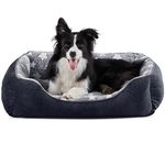 MIXJOY Large Dog Bed(76x61cm), Super Soft Cosy Rectangle Dog Beds, Grey Washable Pet Bed, Ideal for Doberman Pinscher, Sheltie, Border Collie, Australian Herding Dog