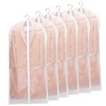 Niviy Dustproof, Waterproof, Moth-Proof Garment Bags Black Side Breathable Clear Clothes Covers, Moisture-Proof White Suit Bags, 60x140cm(23.6" x 55"), Pack of 6